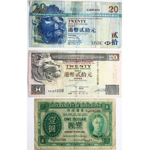 Hong Kong 1 - 20 Dollars (1949-2005) Banknotes. Obverse: Dark green on multicolor underprint...