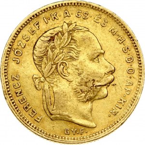 Hungary 8 Forint 20 Francs 1870GYF Franz Joseph I(1848-1916). Obverse: Laureate head; right. Reverse...