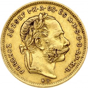 Hungary 8 Forint 20 Francs 1873 KB Franz Joseph I(1848-1916). Obverse: Laureate head; right. Reverse...