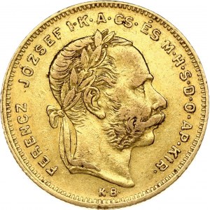 Hungary 8 Forint 20 Francs 1877 KB Franz Joseph I(1848-1916). Obverse: Laureate head; right. Reverse...