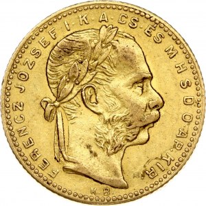 Hungary 8 Forint 20 Francs 1881 KB Franz Joseph I(1848-1916). Obverse: Laureate head; right. Reverse...