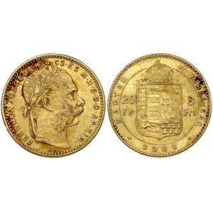 Hungary 8 Forint 20 Francs 1888 KB Franz Joseph I(1848-1916). Obverse: Laureate head; right. Reverse...