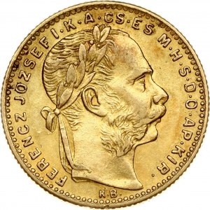 Hungary 8 Forint 20 Francs 1890 KB Franz Joseph I(1848-1916). Obverse: Laureate head; right. Reverse...