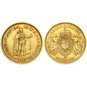 Hungary 10 Korona 1892KB Franz Joseph I(1848-1916). Obverse: Emperor standing. Reverse...