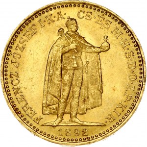Hungary 20 Korona 1892KB Franz Joseph I(1848-1916). Obverse: Emperor standing. Reverse...