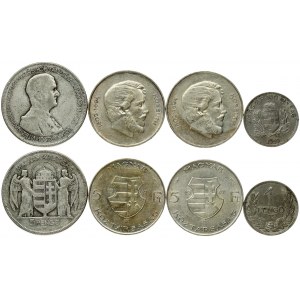 Hungary 1 & 5 Pengő & 5 Forint (1930-1947) 10th Anniversary - Regency of Admiral Horthy. Obverse...