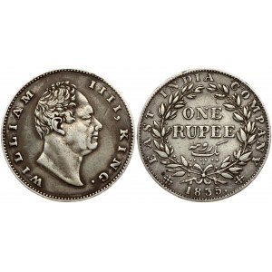 India British 1 Rupee 1835 William IV (1830-1837). Obverse: Bust of King William facing right. Reverse: Value within wre