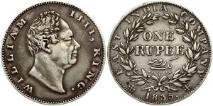 India British 1 Rupee 1835 William IV (1830-1837). Obverse: Bust of King William facing right. Reverse: Value within wre