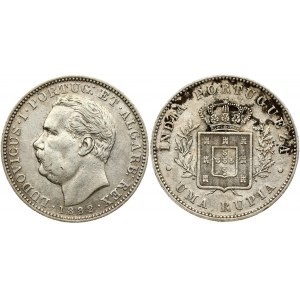 India-Portuguese GOA 1 Rupia 1882 Luis I(1861 - 1889). Obverse: Head left. Reverse: Crowned arms within sprays. Silver...