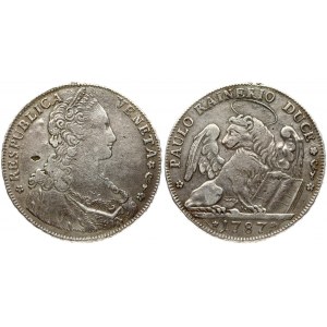 Italy VENICE 1 Thaler 1787 Obverse: Nimbate Lion of St. Mark seated to right on pedestal with A on left edge...