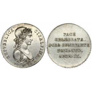 Italy CISALPINE REPUBLIC 30 Soldi (1801)IX. Obverse: Bust right with sprigs in hat. Reverse: 5-Line inscription. Silver...