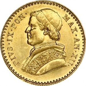 Italy PAPAL STATES 2-1/2 Scudi 1858-XIIR Pius IX(1846-1878). Obverse: Bust left. Obverse Legend: PIVS.IX.PON... Reverse...