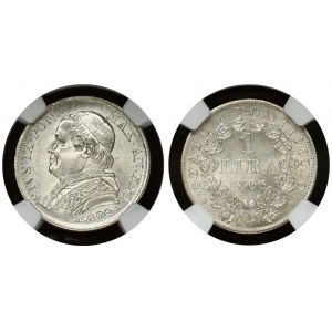 Italy PAPAL STATES 1 Lira 1866-XXIR Pius IX(1846-1878 ).Obverse: Bust left. Obverse Legend: PIUS IX PON. MAX. AN.....