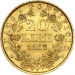 Italy PAPAL STATES 20 Lire 1867-XXIIR Pius IX(1846 - 1878). Obverse: Bust left. Obverse Legend: PIVS IX PON. Reverse...