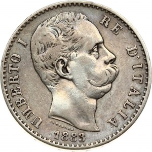 Italy 2 Lire 1883R Umberto I(1878-1900). Obverse: Head right. Obverse Legend: UMBERTO I... Reverse...
