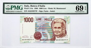 Italy 1000 Lire 1990 Montessori Banknote. Obverse: Maria Montessori at right. Lettering...