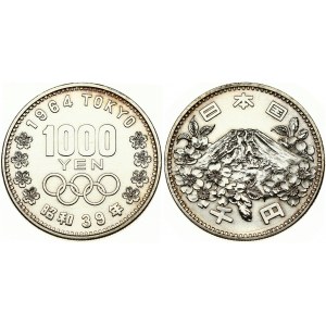Japan 1000 Yen Yr39(1964) Summer Olympics Tokyo. Hirohito(1926-1989). Obverse: Mt...
