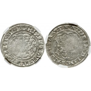 Latvia Livonia 1/2 Mark 1553 Riga. Heinrich von Galen (1551-1557) & Wilhelm von Brandenburg (1539-1563). Obverse: Four...
