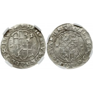 Latvia Livonia 1/2 Mark 1556 Riga. Heinrich von Galen (1551-1557) & Wilhelm von Brandenburg (1539-1563). Obverse: Four...