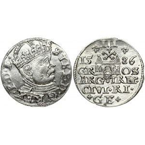 Latvia 3 Groszy 1586 Riga. Stefan Batory (1576-1586). Obverse: Crowned bust right. Reverse...