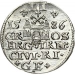 Latvia 3 Groszy 1586 Riga. Stefan Batory (1576-1586). Obverse: Crowned bust right. Reverse...