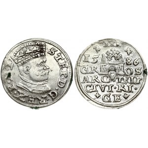 Latvia 3 Groszy 1586 Riga Stephen Báthory (1576-1586). The city of Riga; Coat of arms; the end of the obverse legend L...