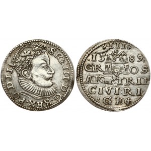 Latvia 3 Groszy 1589 Riga. Sigismund III Vasa(1587-1632). Obverse: Crowned bust right. Reverse...