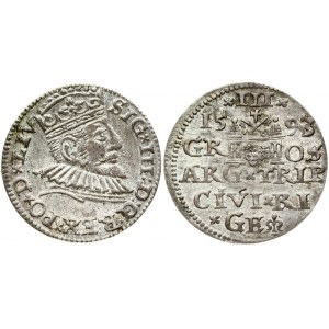 Latvia 3 Groszy 1593 Riga. Sigismund III Vasa(1587-1632). Obverse: Crowned bust right. Reverse...