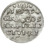 Latvia 3 Groszy 1594 Riga. Sigismund III Vasa(1587-1632). Obverse: Crowned bust right. Reverse...