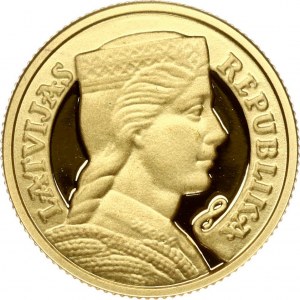 Latvia 5 Lati 2003 Obverse: Bust right. Reverse: Arms with supporters above value. Edge Description: Reeded. Gold 0.999...