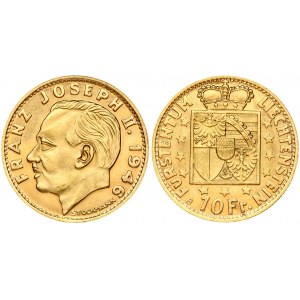 Liechtenstein 10 Franken 1946B Prince Franz Josef II(1938-1989). Obverse: Head left. Reverse...