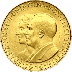 Liechtenstein 25 Franken 1956 Franz Josef II and Princess Gina. Prince Franz Josef II(1938-1989). Obverse...