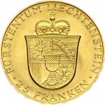 Liechtenstein 25 Franken 1956 Franz Josef II and Princess Gina. Prince Franz Josef II(1938-1989). Obverse...