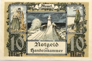 Lithuania Memel Territory 10 Mark 1922 Banknote. Obverse Lettering: Notgeld der Handelskammer des Memelgebiets 10 Mark ...