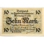 Lithuania Memel Territory 10 Mark 1922 Banknote. Obverse Lettering: Notgeld der Handelskammer des Memelgebiets 10 Mark ...