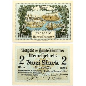 Lithuania Memel Territory 2 Mark 1922 Banknote. Obverse Lettering: Notgeld der Handelskammer des Memelgebiets 2 Mark ...