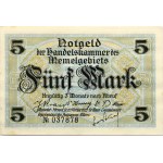 Lithuania Memel Territory 5 Mark 1922 Banknote. Obverse Lettering: Notgeld der Handelskammer des Memelgebiets 5 Mark ...