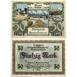 Lithuania Memel Territory 50 Mark 1922 Banknote. Obverse Lettering: Notgeld der Handelskammer des Memelgebiets 50 Mark ...