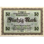 Lithuania Memel Territory 50 Mark 1922 Banknote. Obverse Lettering: Notgeld der Handelskammer des Memelgebiets 50 Mark ...
