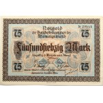Lithuania Memel Territory 75 Mark 1922 Banknote. Obverse Lettering: Notgeld der Handelskammer des Memelgebiets 75 Mark ...
