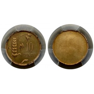 Lithuania 10 Centų (1925) Reverse: Value to right of sagging grain ears. Edge Description: Plain. Aluminum-Bronze. KM...