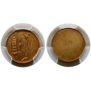 Lithuania 10 Centų (1925) Reverse: Value to right of sagging grain ears. Edge Description: Plain. Aluminum-Bronze. KM...