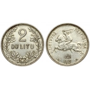 Lithuania 2 Litų 1925 Obverse: National arms. Reverse: Denomination within wreath. Edge Description: Milled . Silver...