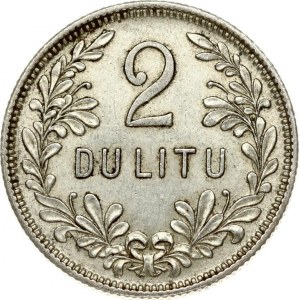 Lithuania 2 Litų 1925 Obverse: National arms. Reverse: Denomination within wreath. Edge Description: Milled . Silver...