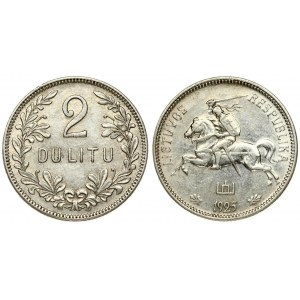 Lithuania 2 Litų 1925 Obverse: National arms. Reverse: Denomination within wreath. Edge Description: Milled . Silver...