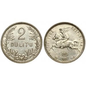 Lithuania 2 Litų 1925 Obverse: National arms. Reverse: Denomination within wreath. Edge Description: Milled . Silver...