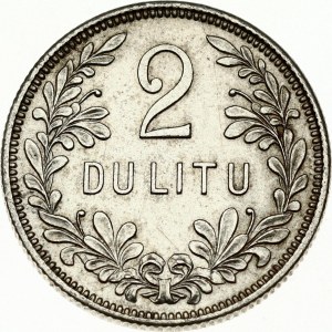 Lithuania 2 Litų 1925 Obverse: National arms. Reverse: Denomination within wreath. Edge Description: Milled. Silver...