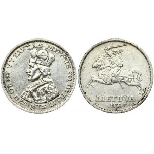 Lithuania 10 Litų 1936 Obverse: National arms. Reverse: Vytautas the Great left. Edge Description...