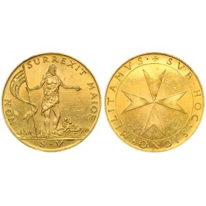 Malta Order 5 Scudi 1961 Ernesto Paterno-Castello di Carcaci(1955-1962). Obverse: Large Maltese cross. Obverse Legend...