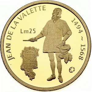 Malta 25 Liri ND(2007) 450th Anniversary Jean de la Valette Appointed as Grand Master. Obverse: Arms of Malta. Reverse...